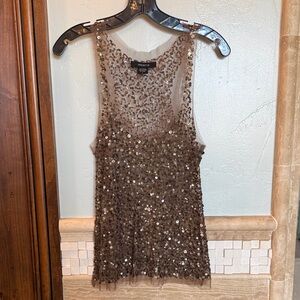 Arden B Bronze Sequin Mesh Top